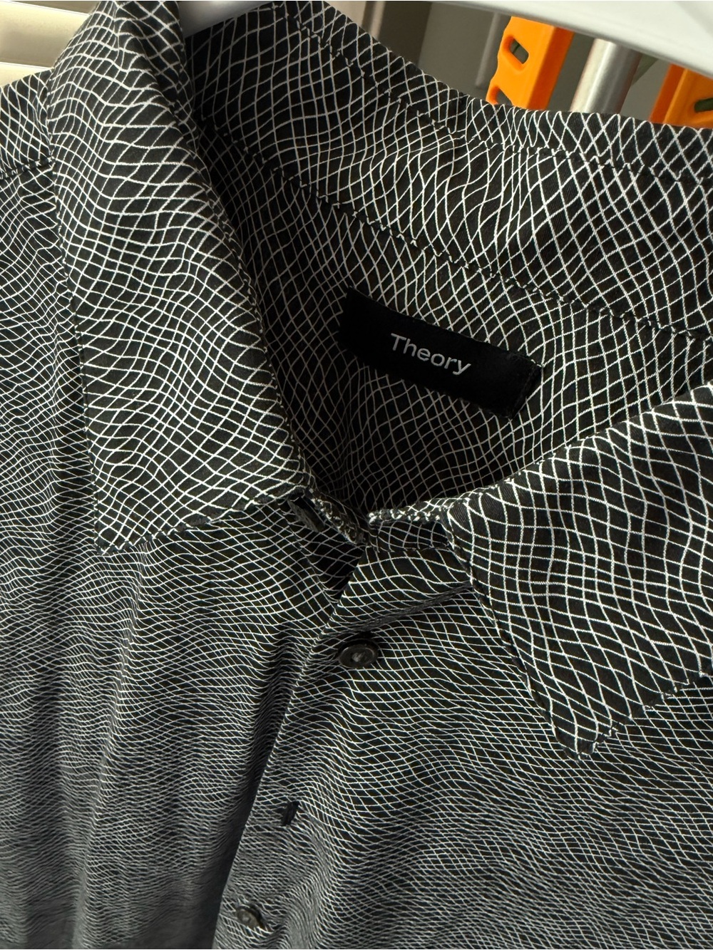 Theory Black and White Grid-Print Button Shirt